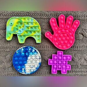Assorted Kids Pop It Fidget Toys - Bright Pink, Blue, Green, Purple